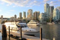 View of False Creek in downtown Vancouver in sunset light, British Columbia, Canada