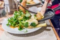View of Family table for cooking on Raclette Royalty Free Stock Photo