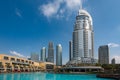 View of famous Address hotel next to Dubai Mall, popular tourist destination, United Arab Emirates Royalty Free Stock Photo