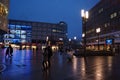 A view of famous Alexanderplatz in Berlin, Germany, by night