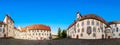 View of famous and amazing FÃ¼ssen castle in tiny world format with blue sky Royalty Free Stock Photo