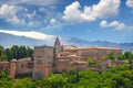 View of the famous Ancient arabic fortress Alhambra, Granada, S