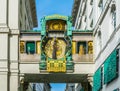 View of the famous Ankeruhr clock in the historical center of Vienna, Austria....IMAGE Royalty Free Stock Photo
