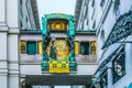 View of the famous Ankeruhr clock in the historical center of Vienna, Austria....IMAGE Royalty Free Stock Photo