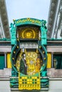 View of the famous Ankeruhr clock in the historical center of Vienna, Austria....IMAGE Royalty Free Stock Photo