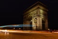 View of the famous Arc de Triomphe in Charles de Gaulle square at night in Paris, France Royalty Free Stock Photo