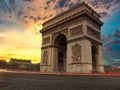 View of the famous Arc de Triomphe in Charles de Gaulle square in Paris, France