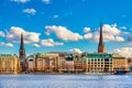 View of famous Binnenalster during summer sunny day in Hamburg, Germany