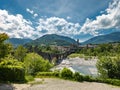View of the famous bridge of Bobbio town Royalty Free Stock Photo