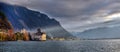 Evening view of famous Chateau de Chillon at Lake Geneva one of Switzerland Royalty Free Stock Photo