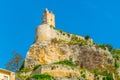 View of a famous clock tower in the Conti castle in Modica, Sicily, Italy Royalty Free Stock Photo