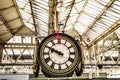 View of the famous clock in Waterloo International Station, London, England