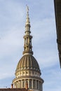 View of the famous Cupola of the San Gaudenzio Basilica in Novara, Italy. SAN GAUDENZIO BASILICA DOME AND HISTORICAL BUILDINGS IN Royalty Free Stock Photo