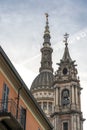 View of the famous Cupola of the San Gaudenzio Basilica in Novara, Italy. SAN GAUDENZIO BASILICA DOME AND HISTORICAL BUILDINGS IN Royalty Free Stock Photo