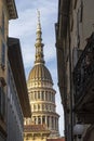 View of the famous Cupola of the San Gaudenzio Basilica in Novara, Italy. SAN GAUDENZIO BASILICA DOME AND HISTORICAL BUILDINGS IN Royalty Free Stock Photo