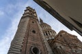 View of the famous Cupola of the San Gaudenzio Basilica in Novara, Italy. SAN GAUDENZIO BASILICA DOME AND HISTORICAL BUILDINGS IN Royalty Free Stock Photo