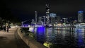 View of the famous Elizabeth Quay in Perth, Australia at night reflected in the water