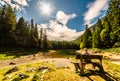 View of famous green lake in Austria, Styria