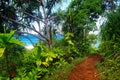 View of the famous Kalalau trail along Na Pali coast of the island of Kauai Royalty Free Stock Photo