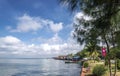 View of famous kep crab market restaurants on cambodia coast