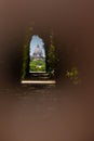 View through the famous keyhole of the Gardens of the Order of Malta on the Aventine Hill in Rome Royalty Free Stock Photo