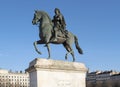 View of famous Louis XIV sttue on Bellecour place in Lyon city, France Royalty Free Stock Photo