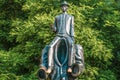 View of famous monument deditacted to Franz Kafka in Prague, Czech Republic