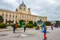 View of famous Natural History Museum with park and sculpture in Vienna, Austria Royalty Free Stock Photo