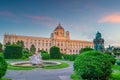 View of famous Naturhistorisches Museum Natural History Museum at sunset, Vienna