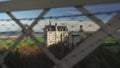 View of famous Neuschwanstein Schloss, Fussen, Bavaria, Germany, seen from Marienbrucke Marys Bridge, pedestrian bridge