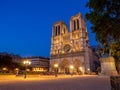 View of the famous Notre Dame Cathedral at night
