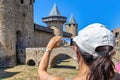 View of famous old castle of Carcassonne in France Royalty Free Stock Photo