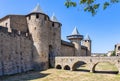 View of famous old castle of Carcassonne in France Royalty Free Stock Photo