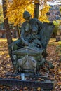 View of famous Old North Cemetery of Munich, Germany with historic gravestones