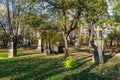 View of famous Old North Cemetery of Munich, Germany with historic gravestones