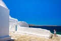 View of the famous pictorial narrow streets of Mykonos town in Mykonos island.