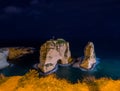 Pigeons` Rocks by night. In Beirut, Lebanon Royalty Free Stock Photo