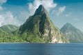 View of the famous Piton mountains in St Lucia