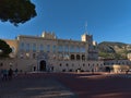 View of famous Prince's Palace of Monaco, the official residence of the Sovereign Prince, in the afternoon.