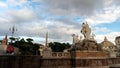 View of the famous Roman square Piazza del Popolo from behind the complex of statues of the Triton Royalty Free Stock Photo