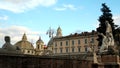 View of the famous Roman square Piazza del Popolo from behind the complex of statues of the Triton Royalty Free Stock Photo