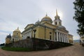 View of famous russian orthodox Nilov monastery on Stolobny island in lake Seliger, Ostashkov, Russia Royalty Free Stock Photo