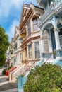 View of famous San Francisco Painted Ladies, a row of colorful V Royalty Free Stock Photo