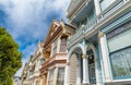 View of famous San Francisco Painted Ladies, a row of colorful V Royalty Free Stock Photo