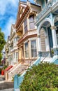 View of famous San Francisco Painted Ladies, a row of colorful V Royalty Free Stock Photo