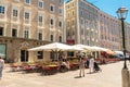 SALZBURG, AUSTRIA - June 03, 2019: View into famous shopping street `Goldgasse`