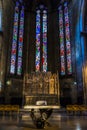 View of the famous stained glasses in Arezzo Cathedral Cattedrale di Ss. Donato e Pietro in Italy