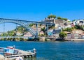 famous steel bridge dom Luis from Ribeira Square. Porto, Portugal Royalty Free Stock Photo