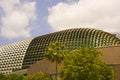 View of the famous and stunning Singaporean Opera theater, a building with an amazing futuristic design located in Marina Bay Royalty Free Stock Photo