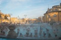View of the famous Szechenyi Thermal Baths in Budapest in Hungary on winter cold sunny day